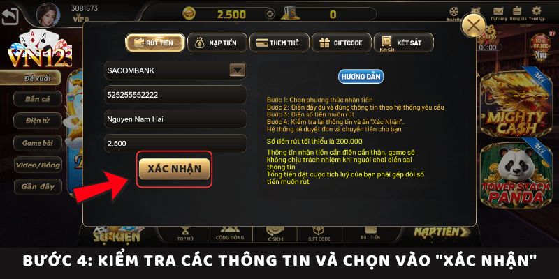 Bước 4: Kiểm Tra Các Thông Tin Và Chọn Vào "Xác Nhận"